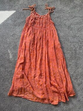 Free People tie shoulder Maxi Dress orange
